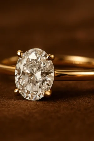 Solitaire Oval Engagement Ring, Moissanite Diamond Wedding Band, 10K Yellow Gold Ring for Women, 4 Prong Anniversary Promise Ring for Her - Image 4