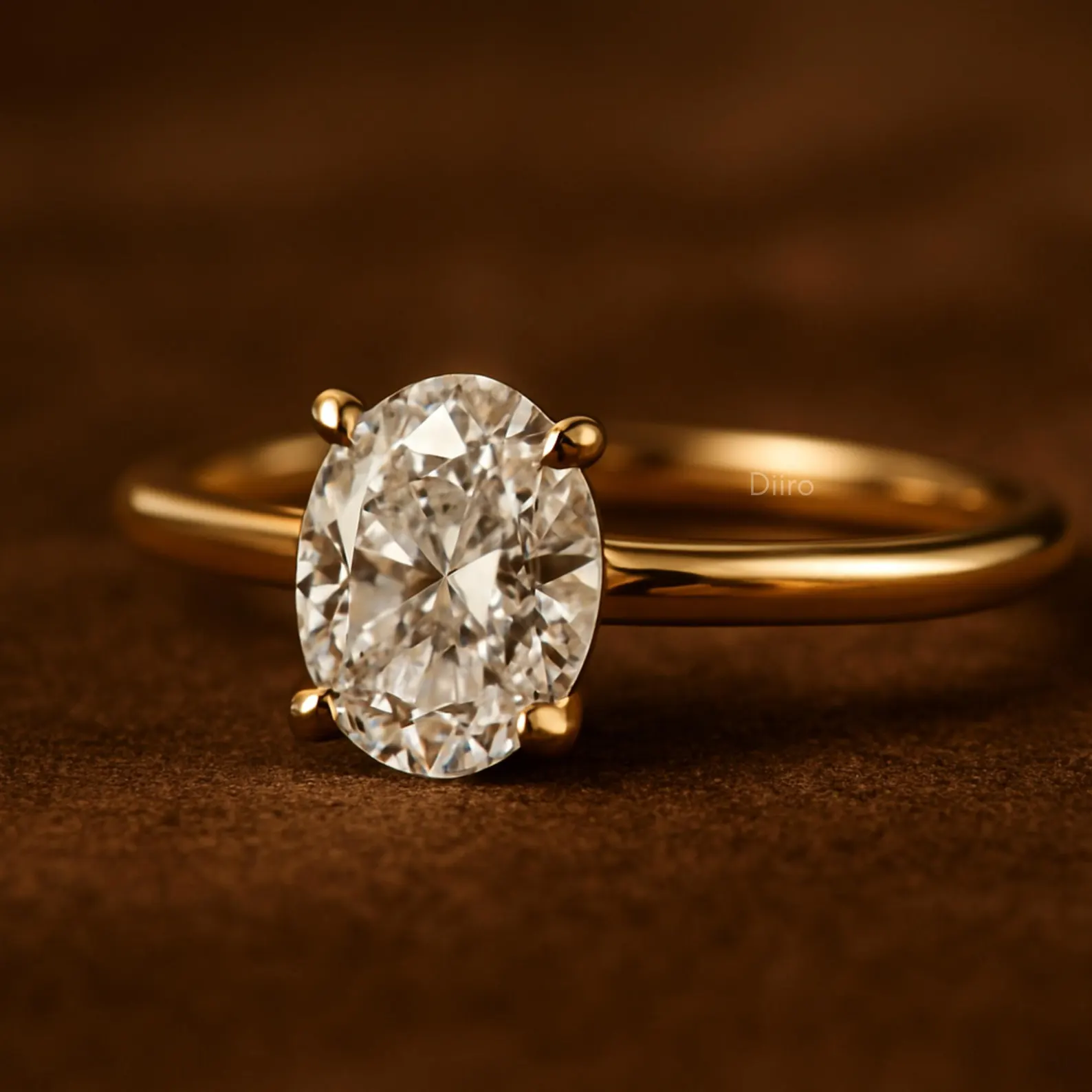 Solitaire Oval Engagement Ring, Moissanite Diamond Wedding Band, 10K Yellow Gold Ring for Women, 4 Prong Anniversary Promise Ring for Her - Image 4