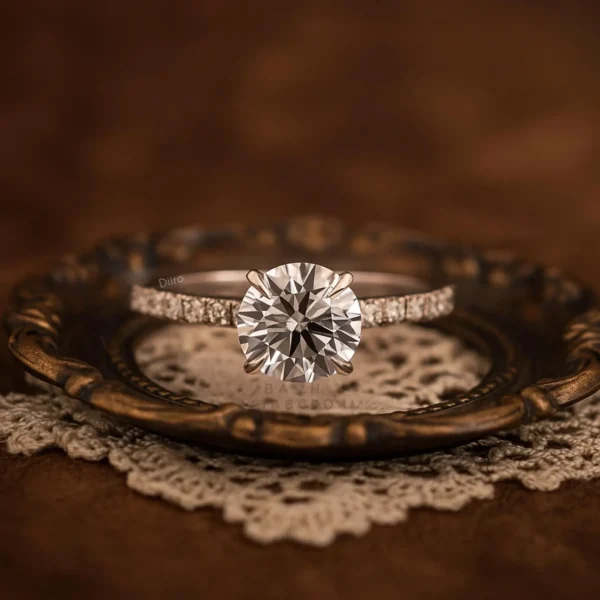 September Born Birthstone | Round Solitaire Diamond Engagement Rings | Pavé Band Gold Rings | Classic Wedding Jewelry | Proposal Gift Rings - Image 1