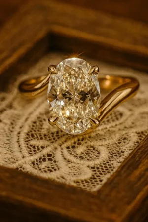 August Born Birthstone | Oval Cut Simulant Diamond Solitaire Rings | 14K Yellow Gold Engagement Proposal Rings | Gold Women Anniversary Ring