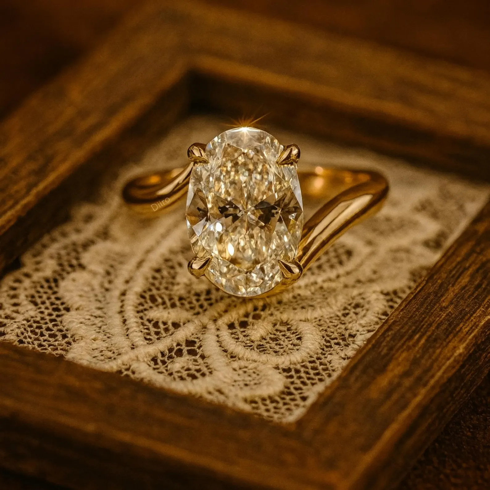 August Born Birthstone | Oval Cut Simulant Diamond Solitaire Rings | 14K Yellow Gold Engagement Proposal Rings | Gold Women Anniversary Ring - Image 1