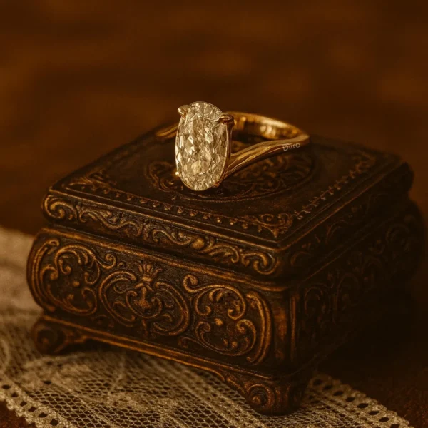 August Born Birthstone | Oval Cut Simulant Diamond Solitaire Rings | 14K Yellow Gold Engagement Proposal Rings | Gold Women Anniversary Ring - Image 4