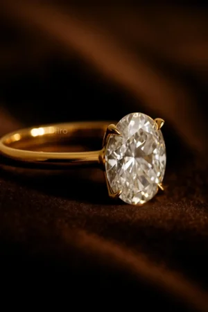 Solitaire Oval Engagement Ring, Moissanite Diamond Wedding Band, 10K Yellow Gold Ring for Women, 4 Prong Anniversary Promise Ring for Her - Image 3