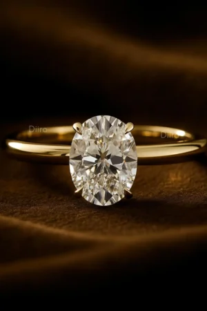 Solitaire Oval Engagement Ring, Moissanite Diamond Wedding Band, 10K Yellow Gold Ring for Women, 4 Prong Anniversary Promise Ring for Her