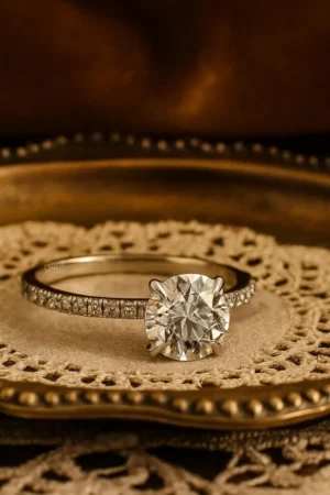 September Born Birthstone | Round Solitaire Diamond Engagement Rings | Pavé Band Gold Rings | Classic Wedding Jewelry | Proposal Gift Rings - Image 3