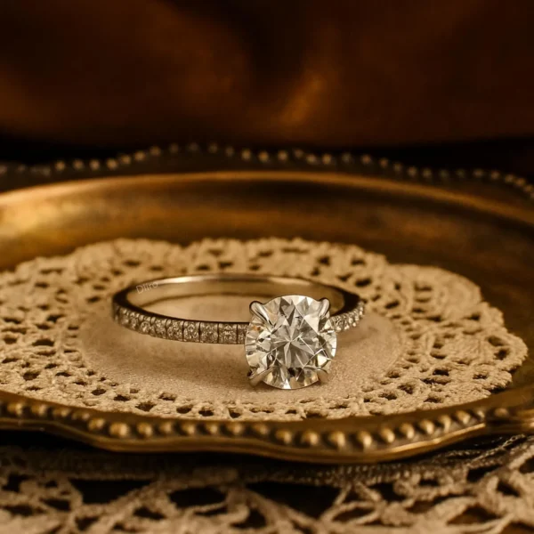 September Born Birthstone | Round Solitaire Diamond Engagement Rings | Pavé Band Gold Rings | Classic Wedding Jewelry | Proposal Gift Rings - Image 4