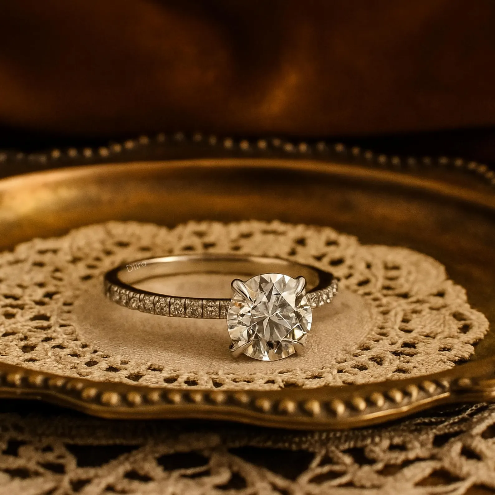 September Born Birthstone | Round Solitaire Diamond Engagement Rings | Pavé Band Gold Rings | Classic Wedding Jewelry | Proposal Gift Rings - Image 4